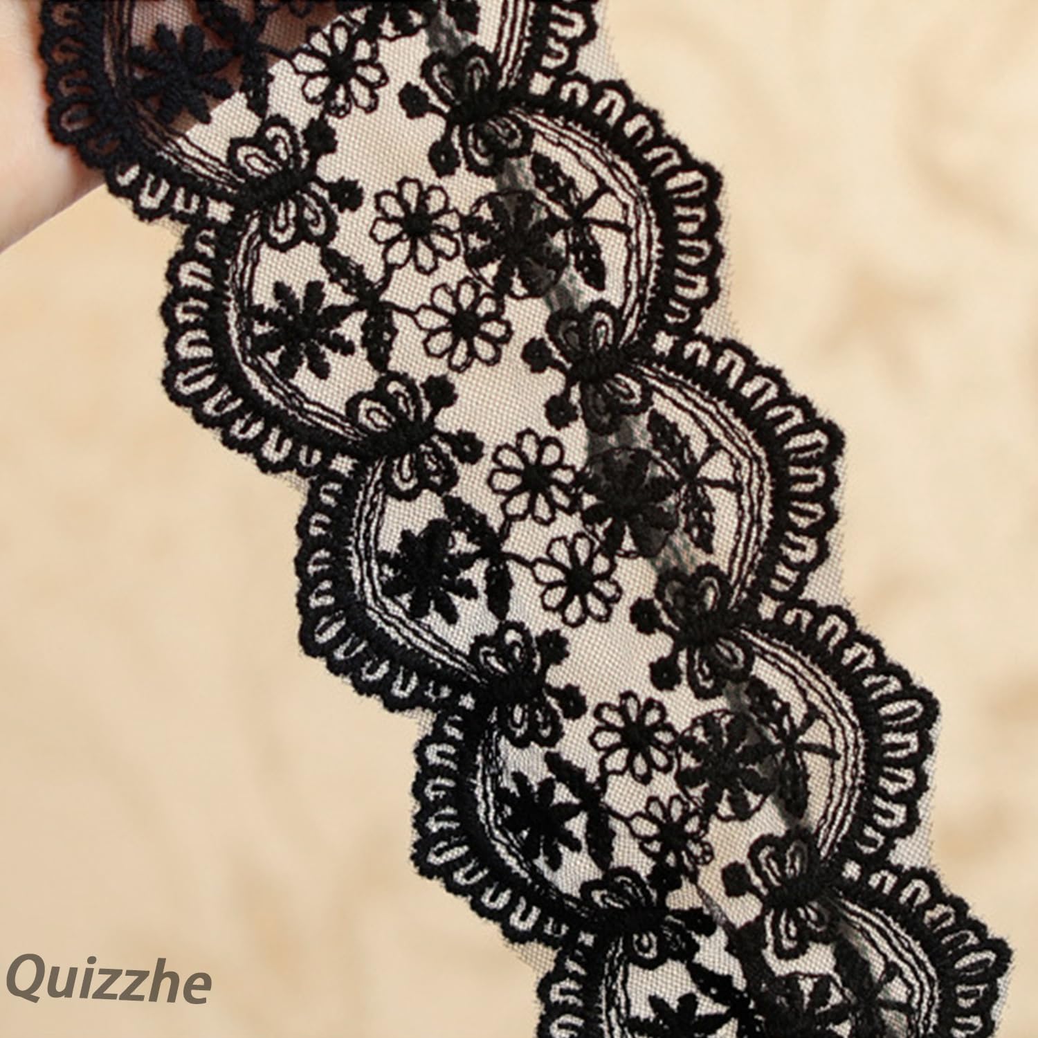 Quizzhe Mysterious Lace Masquerade Mask Sexy Blindfold Hollowed Flower Lace Black White Adjustable Eye Mask Halloween Cosplay Co