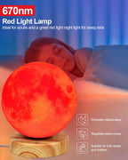 Red Light Therapy Night Light Lamp for Sleep 670nm Red Moon Nightlight Desk Lamp with Multi-Color and Brightness Options Remote