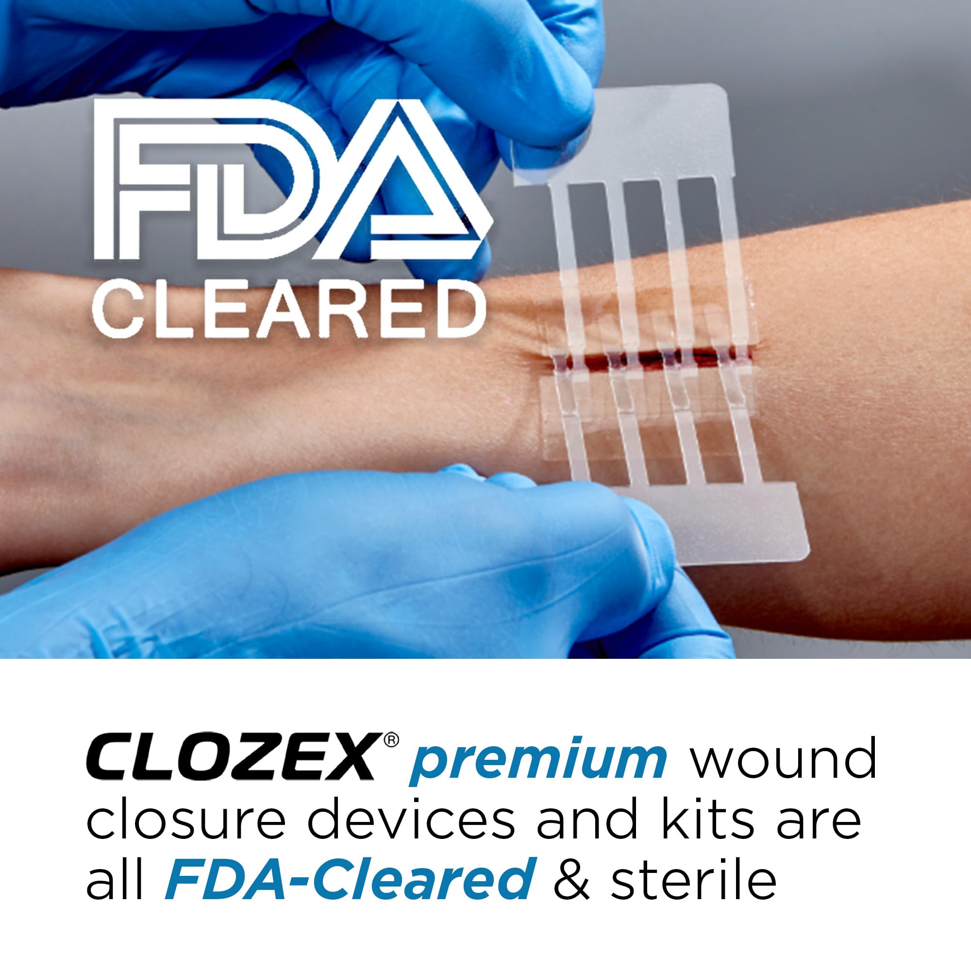 Clozex Emergency Laceration Kit - Repair Wounds Without Stitches, Skin Closure Device for a Wound Up to 1 1/2 Inches Length. Com