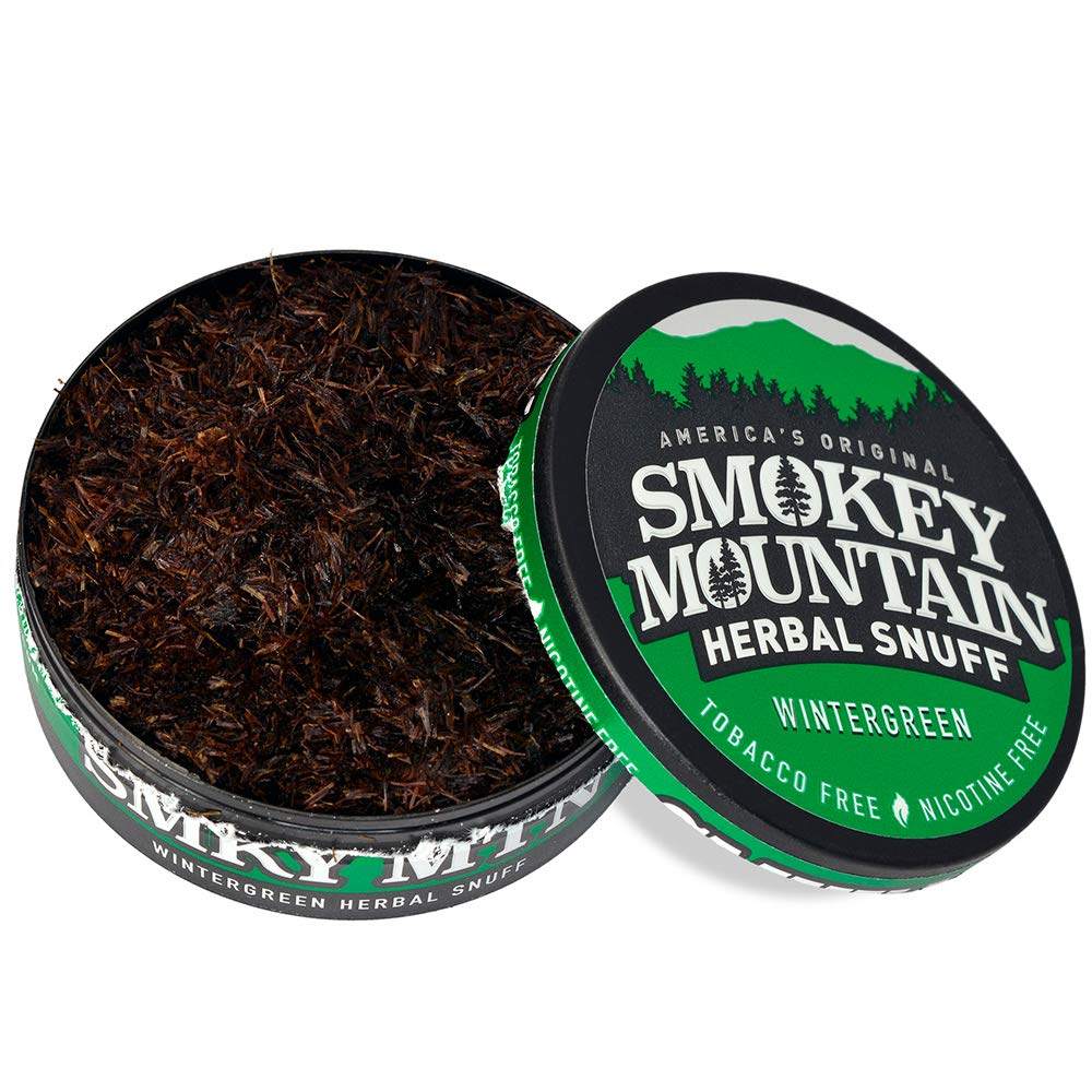 Smokey Mountain Herbal Long Cut - Wintergreen - 1 Can - Tobacco Free and Nicotine Free Snuff