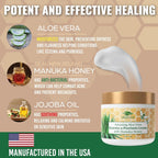 Manuka Honey Eczema Cream Moisturizing Lotion for Psoriasis Relief - Itchy, Dry Skin Rash Ointment - Soothing Moisturizer for Ba