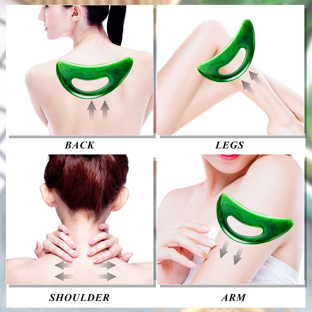 BBTO 2 Pcs Body Gua Sha Tool Large Resin Scraping Tools with Handle for Back, Neck, Face, Leg - Lymphatic Drainage, Cellulite Re