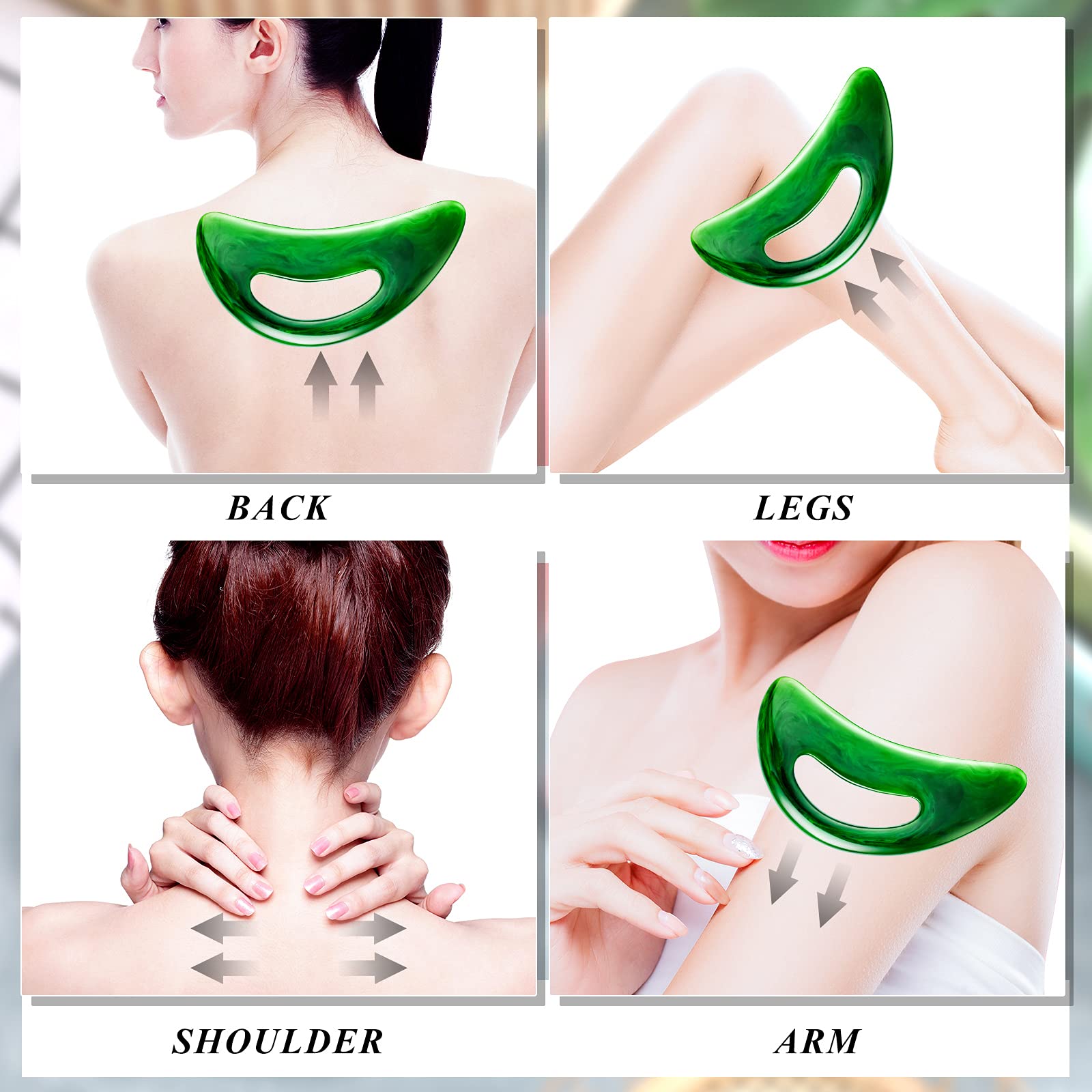 BBTO 2 Pcs Body Gua Sha Tool Large Resin Scraping Tools with Handle for Back, Neck, Face, Leg - Lymphatic Drainage, Cellulite Re