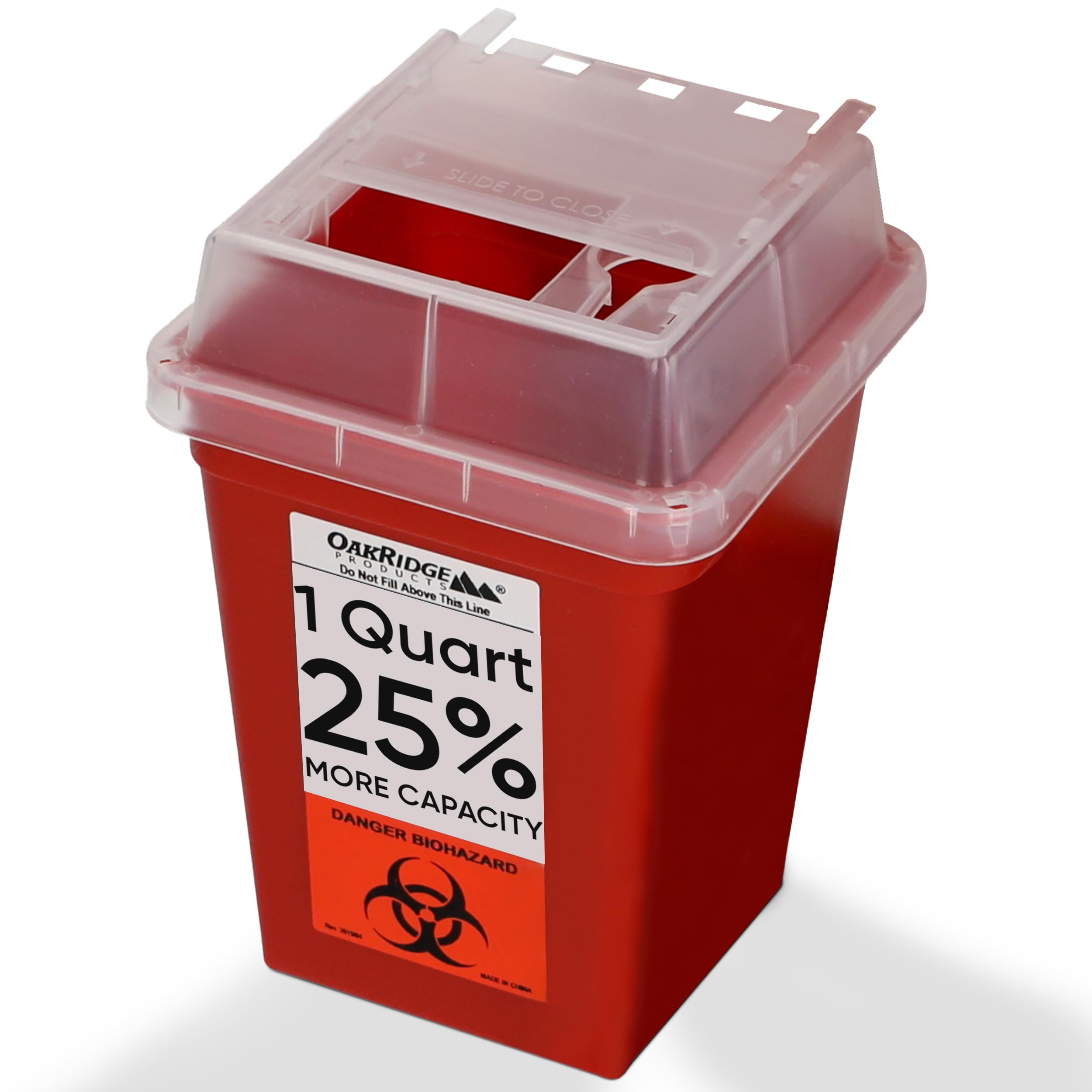 Oakridge Products Sharps Container for Home Use and Professional 1 Quart, Biohazard Needle and Syringe Disposal, Small Portable 