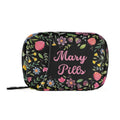 Custom Pill Box 7 Day Pill Case Bag Floral Flowers Personalized Name Travel Pill Organizer Bag with Zipper Portable Weekly Case 