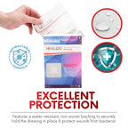 HEALQU Bordered Gauze Island Dressing - 50 Count, 2.4x4 Sterile Individually Wrapped Gauze Pads with Water-Resistant, Non-Woven