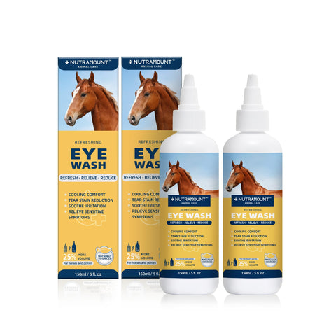 Nutramount Eye Wash for Horses and Ponies 150ML/5 fl. oz Mild Botanical Formula Reduces Tear Staining Twin Bottle Set