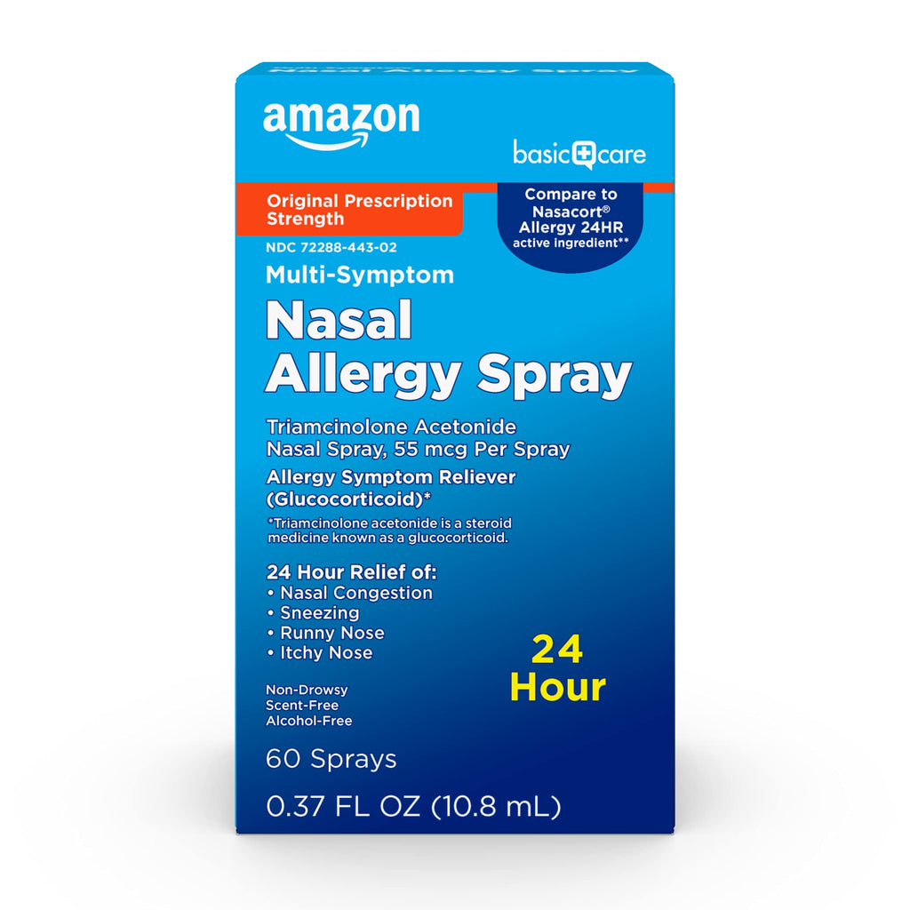 Amazon Basic Care Multi-Symptom Triamcinolone Acetonide Nasal Allergy Spray, 0.37 fl oz (Pack of 1)