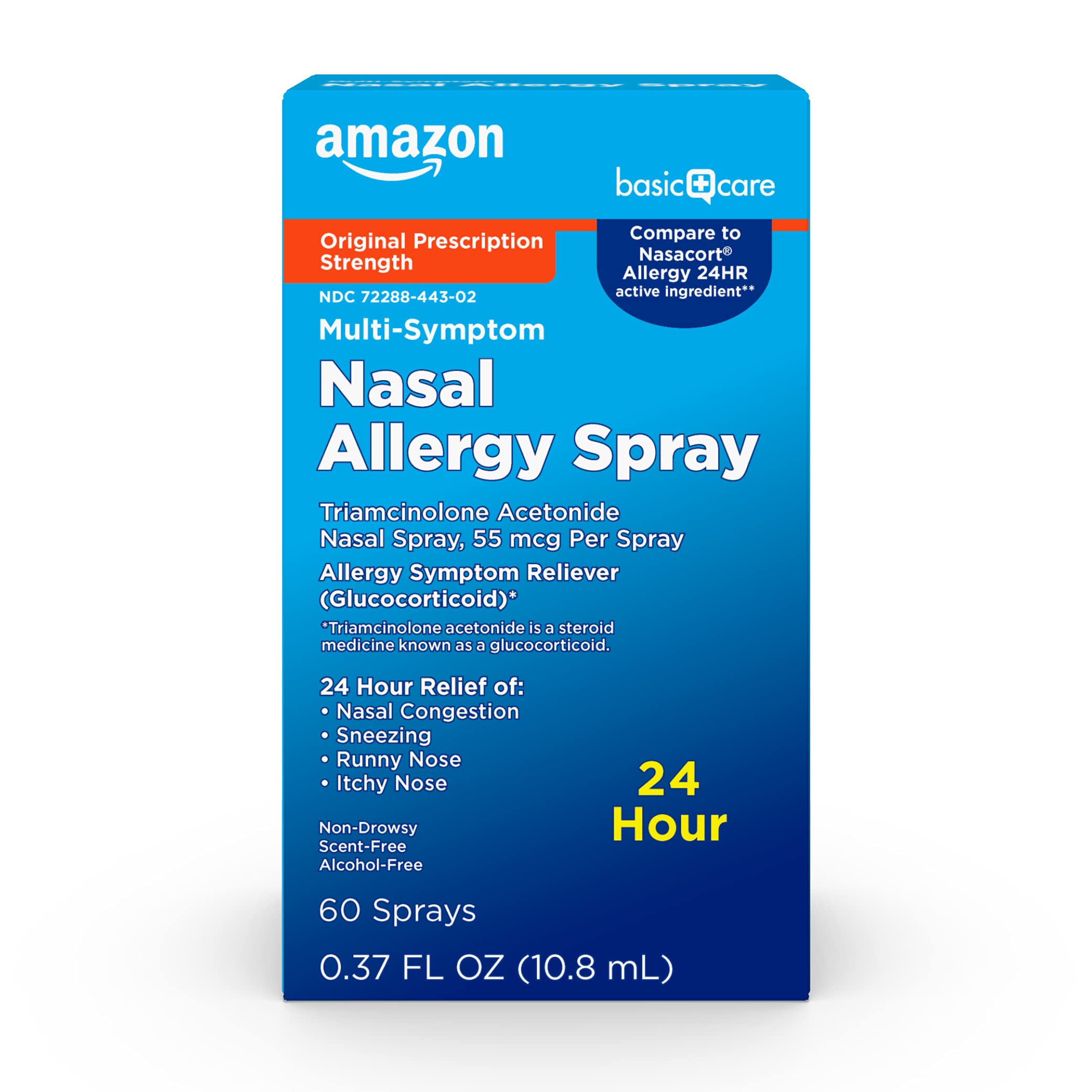 Amazon Basic Care Multi-Symptom Triamcinolone Acetonide Nasal Allergy Spray, 0.37 fl oz (Pack of 1)