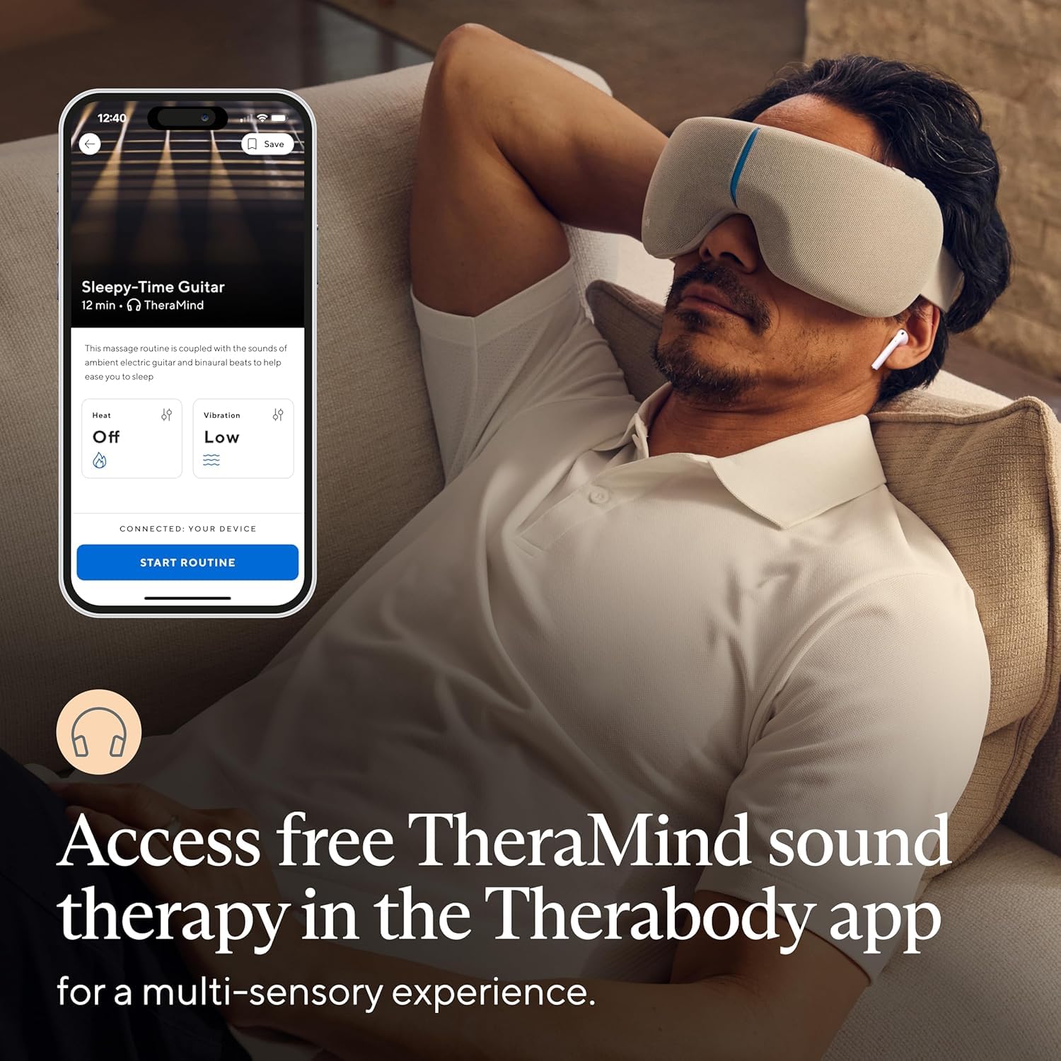 TheraGun Therabody SmartGoggles (1st Generation) Heated Eye Mask, Blackout Sleep Mask & Temple Massage for Personalized Relaxati