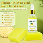Yoni Oil Yoni Soap Bar Feminine Wash Set, Organic Pineapple Juicy Body Oil Handmade Yoni Bar Soaps for Women Ph Balance, Vagina