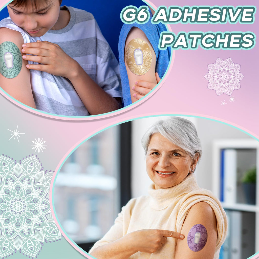 TrelaCo 36 Pcs Adhesive Patches Compatible with G6 Waterproof Overpatches Breathable Colorful Mandala Floral Pre Cut Cover Patch