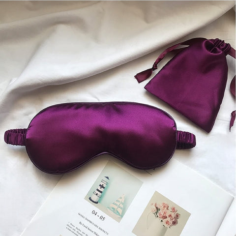 LCBD Silk Satin Sleeping Eye Mask, Dark Purple Sleep Eye Mask Night Blindfold for Women and Men, Soft Breathable Blackout Eyesha