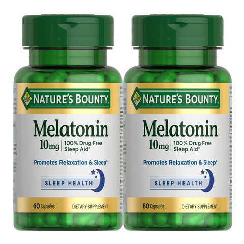 Nature's Bounty Melatonin, 100% Drug Free Sleep Aid, Dietary Supplement, Promotes Relaxation and Sleep Health, 10mg, 60 Count(Pa