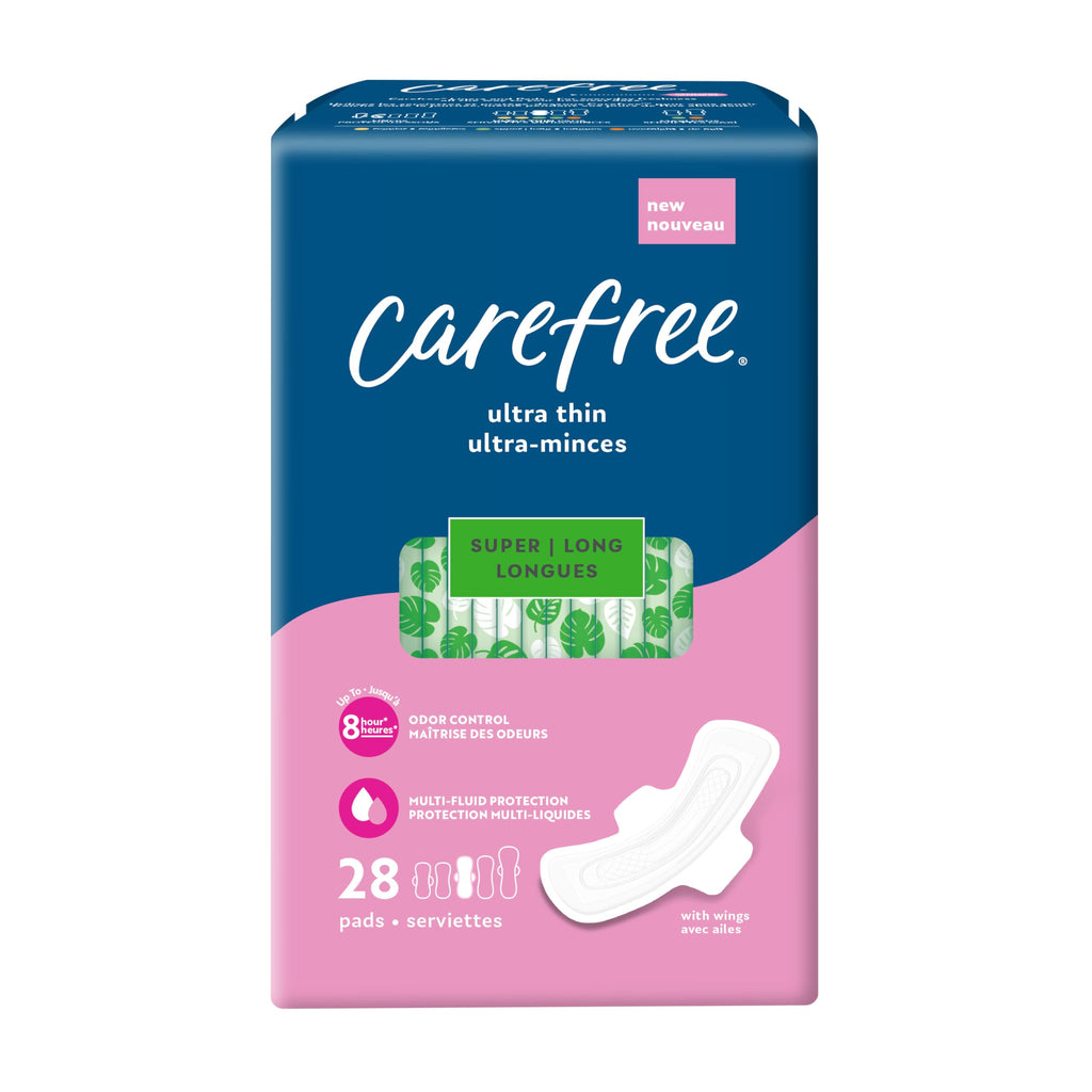 Carefree Ultra Thin Pads for Women, Super/Long Pads with Wings, 28ct | Carefree Pads, Feminine Care, Period Pads & Postpartum Pa