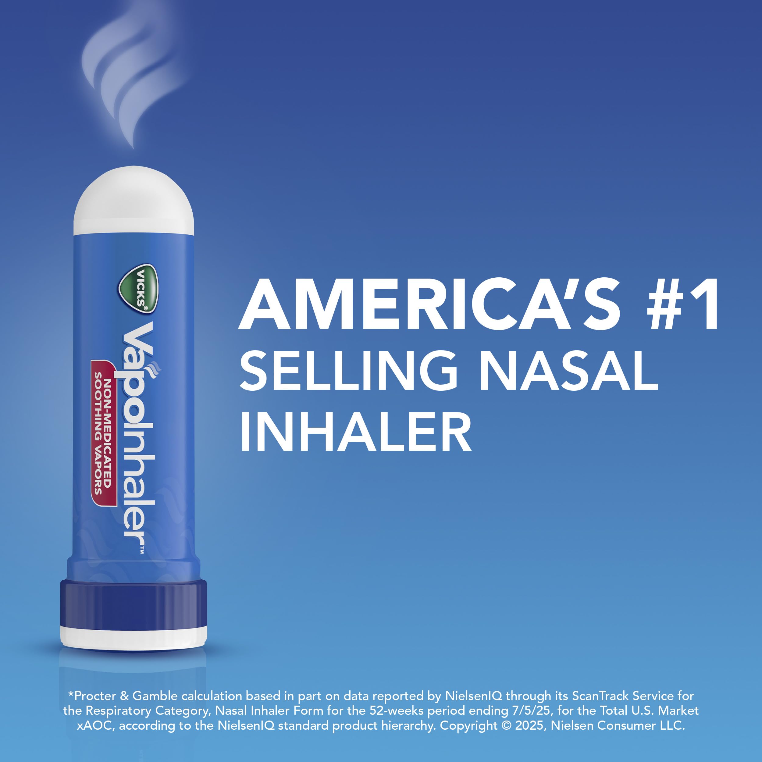 Vicks VapoInhaler, On-the-Go Portable Nasal Inhaler, Non-Medicated, With Refreshing Vicks Vapors, Menthol Scent , 2 Scented Stic