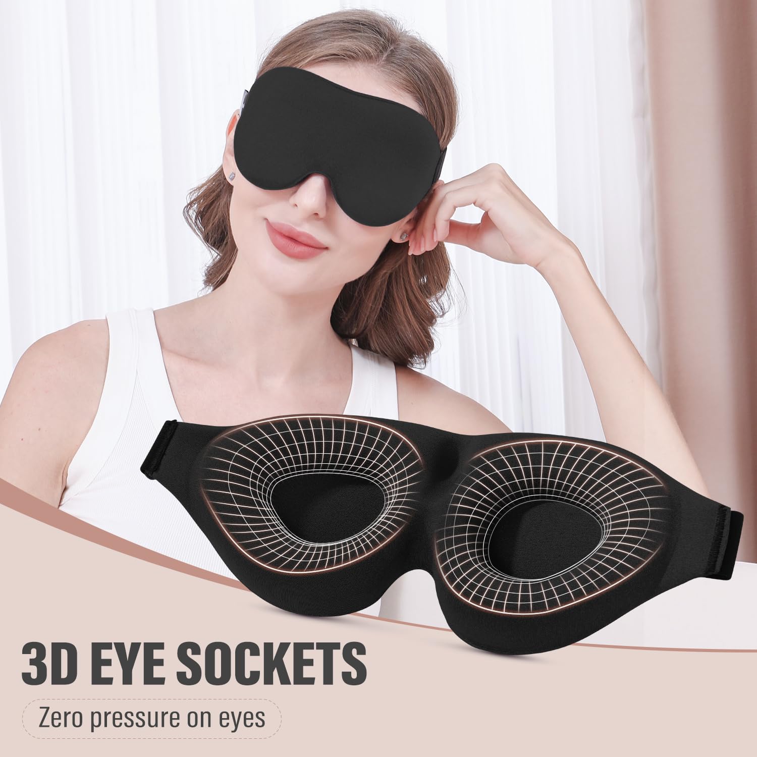 YIVIEW Sleep Mask for Side Sleeper, 100% Light Blocking 3D Sleeping Eye Mask, Soft Breathable Eye Cover for Women Men, Relaxing