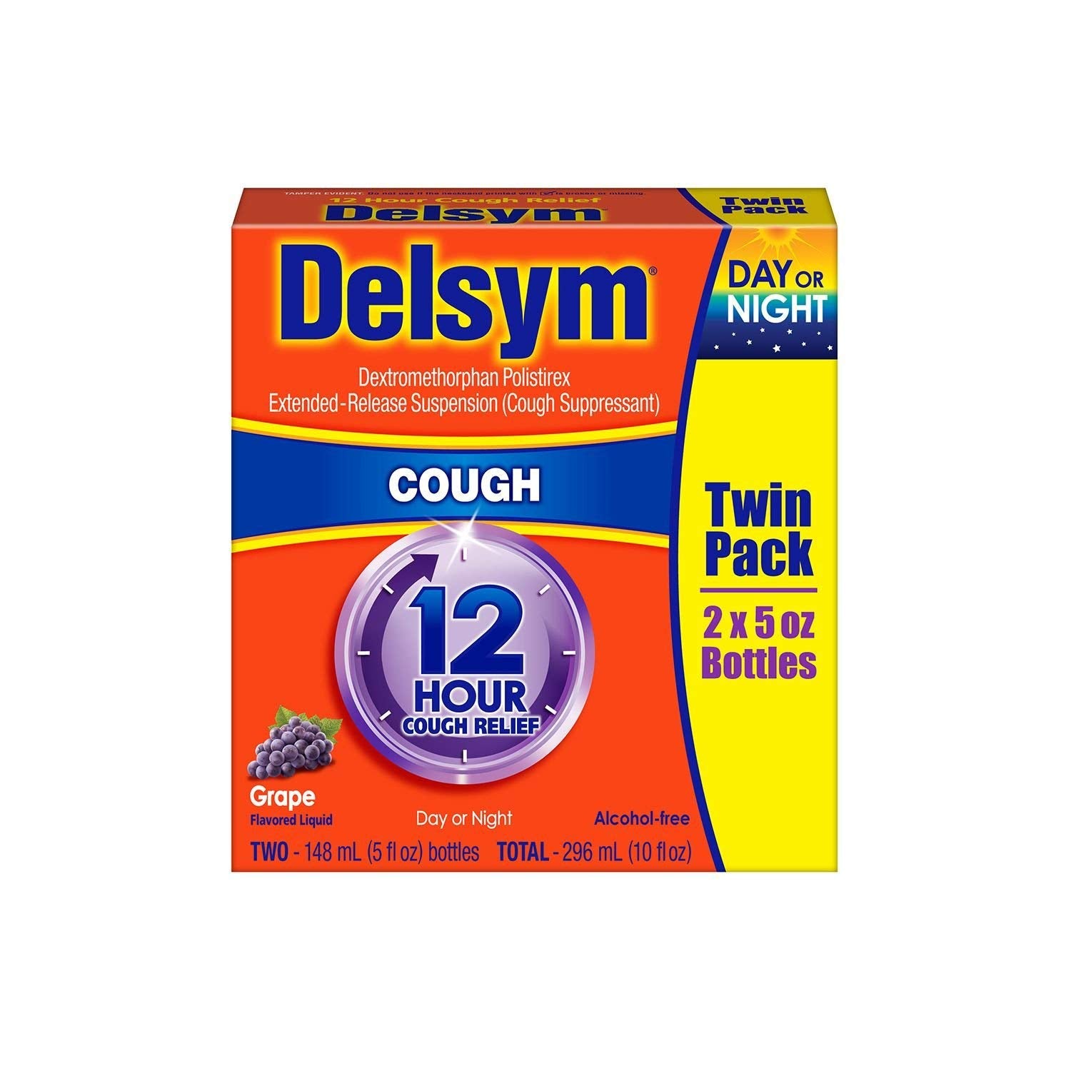 Delsym Extended Release Suspension Childrens Grape-Flavored, 5-Ounces Box (Pack of 2)