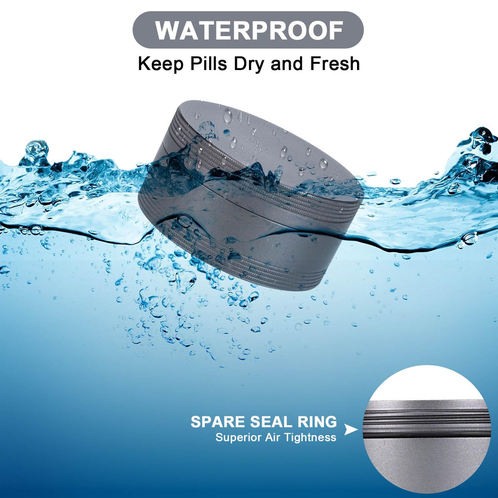 Daily Metal Pill Box Pill Case - Single Waterproof Travel Pill Container Round Aluminum Alloy Storage Medicine Organizer Multito