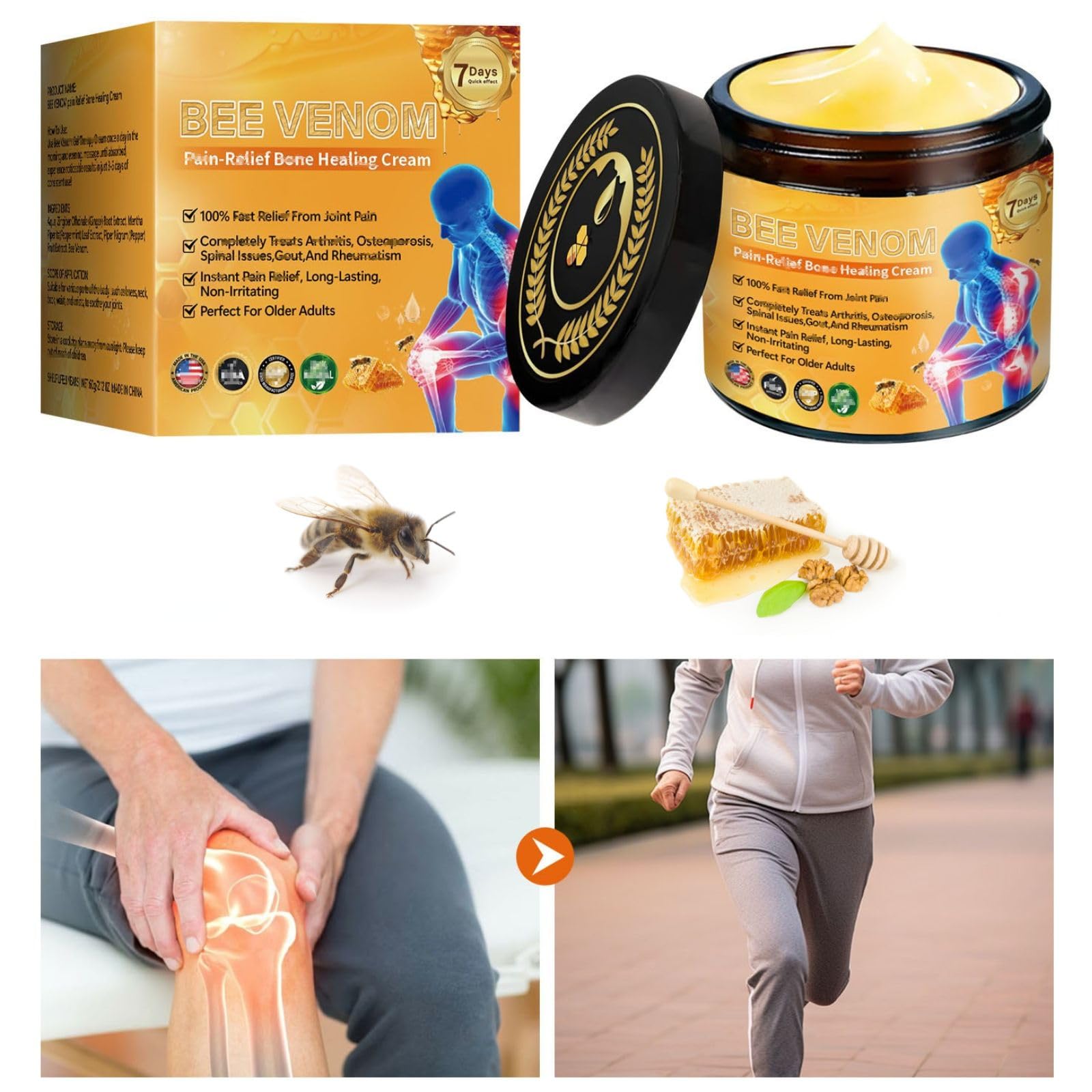 2PCS Bee Venom Ointment, A Professional Bee Venom Gel, is Effective on the Back, Neck, Hands, Knees and Ankles, Making Joints Mo