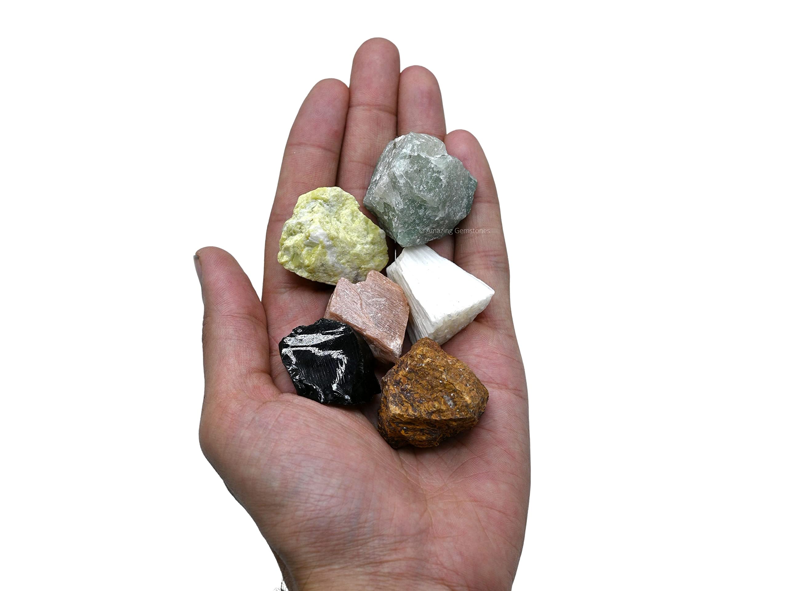 Crystals for Breaking Attachments Manifestation, Set of 6 Green Aventurine, Black Obsidian, Scolecite, Peach Moonstone, Mariyam