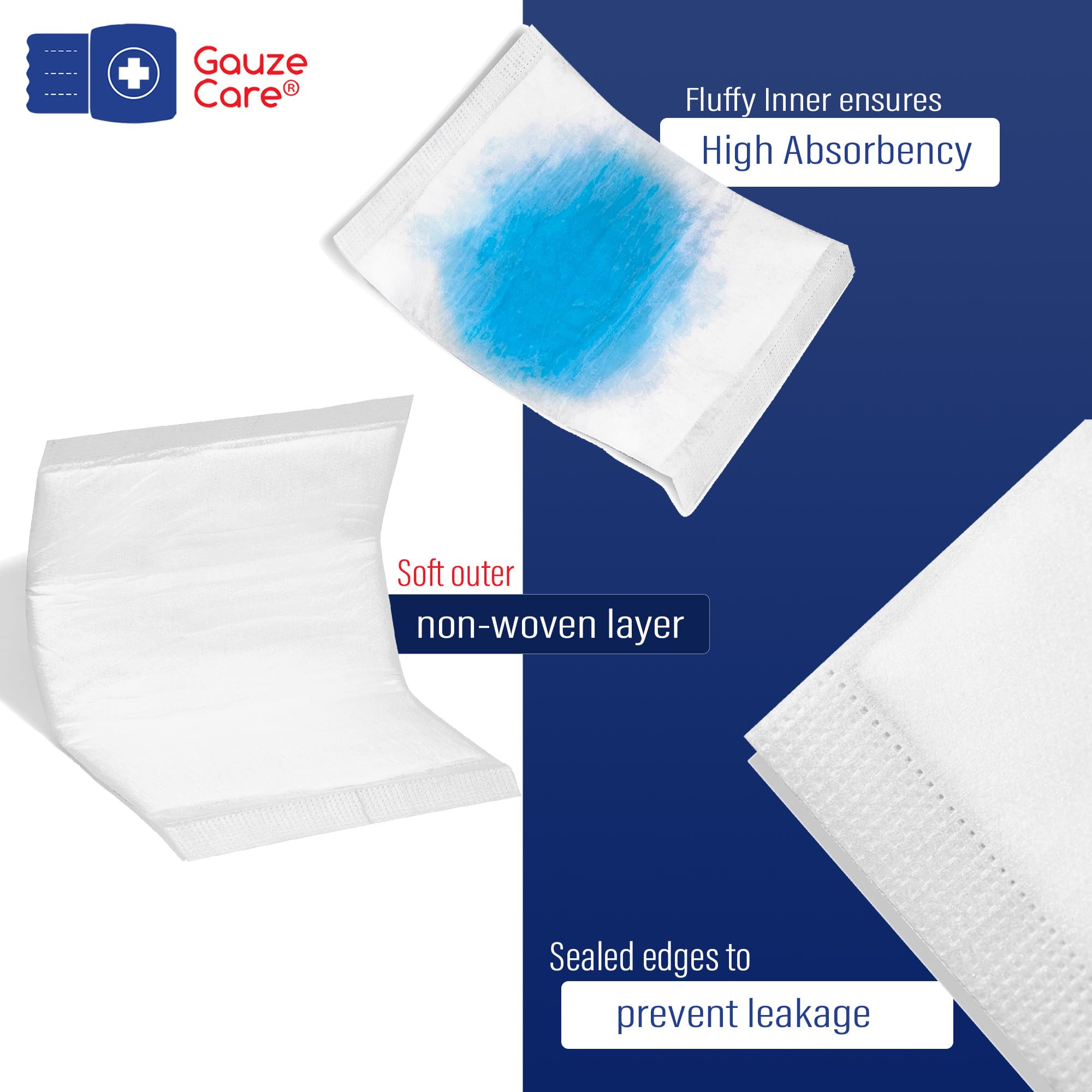 GauzeCare Sterile Abdominal- ABD Combine Pads| 24-Pack, 8x10 Inches| Extra Absorbent & Thick, Individually Wrapped Wound Dressin