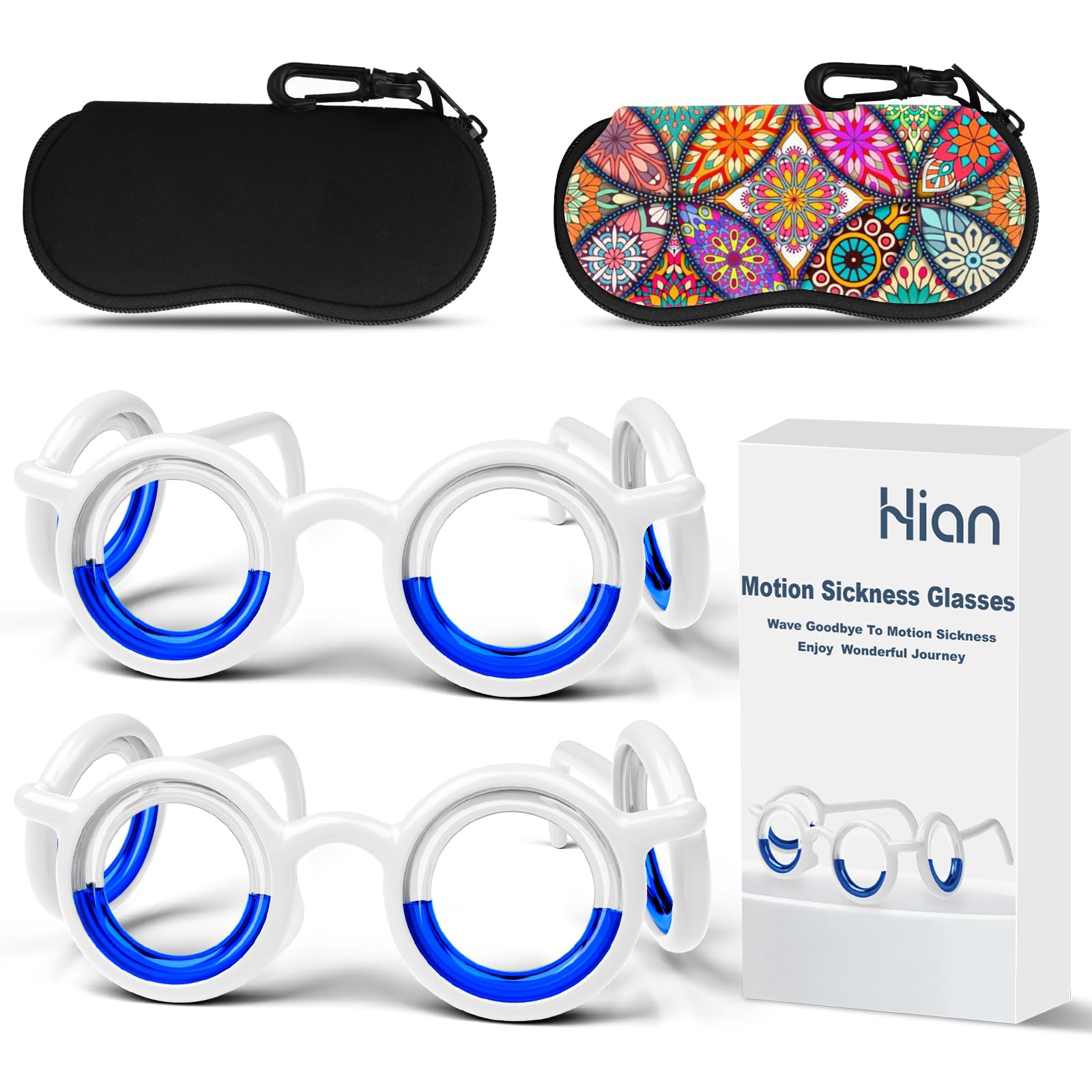 Hion Motion Sickness Glasses,Relieve Carsickness Airsickness Seasickness,Ultra-Light Portable Nausea Vertigo Glasses, No Lens Li