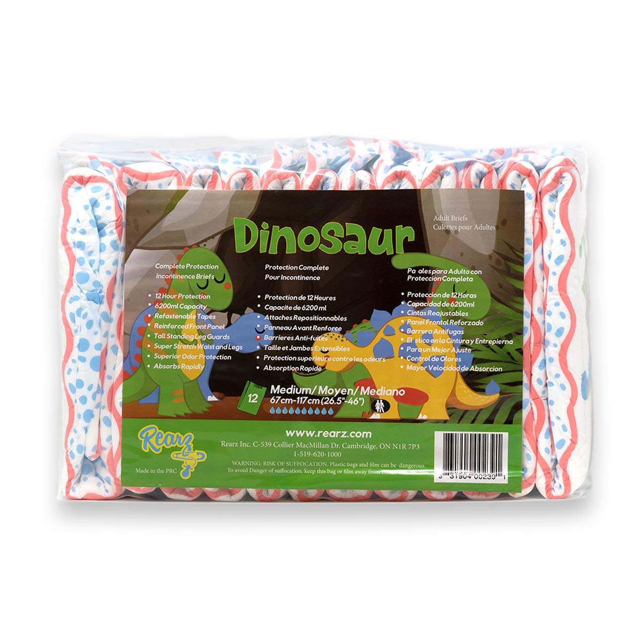 Rearz - Dinosaur - MEGA Adult Diapers 8500ml (12 Pack) (Medium)