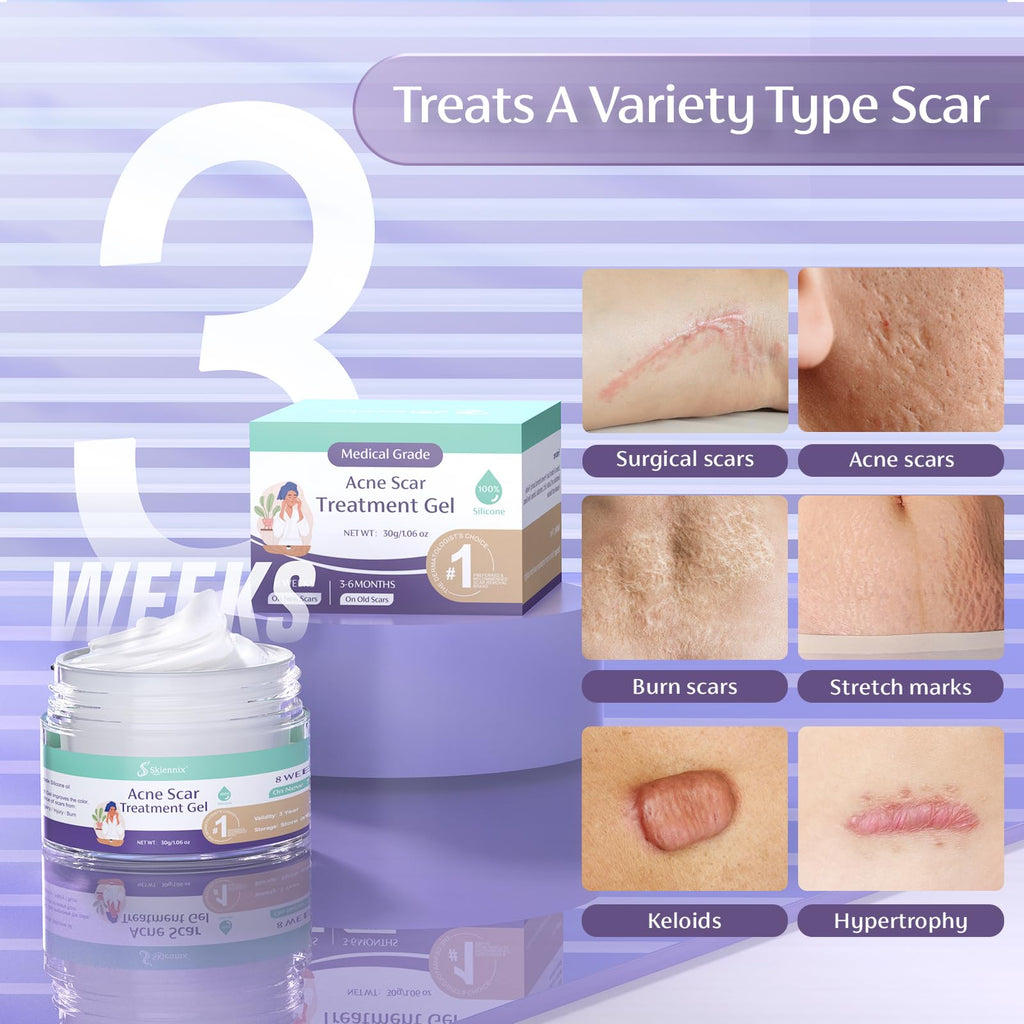 Skiennix Acne Scar Treatment for Face, Advanced Scar Gel, Treats Old and New Scars, Reduces the Appearance of Scars for Face Acn