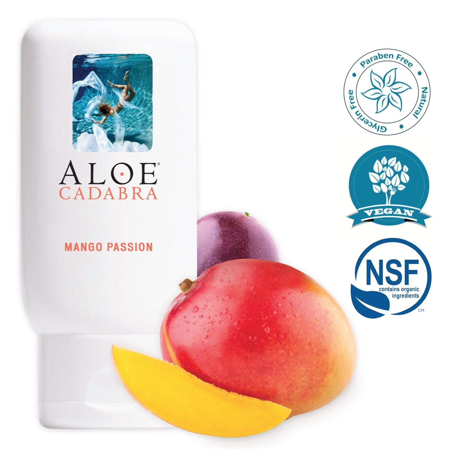 Aloe Cadabra Flavored Personal Lubricant Organic Passion Lube for Women, Men & Couples, Mango Passion 2.5 Ounce