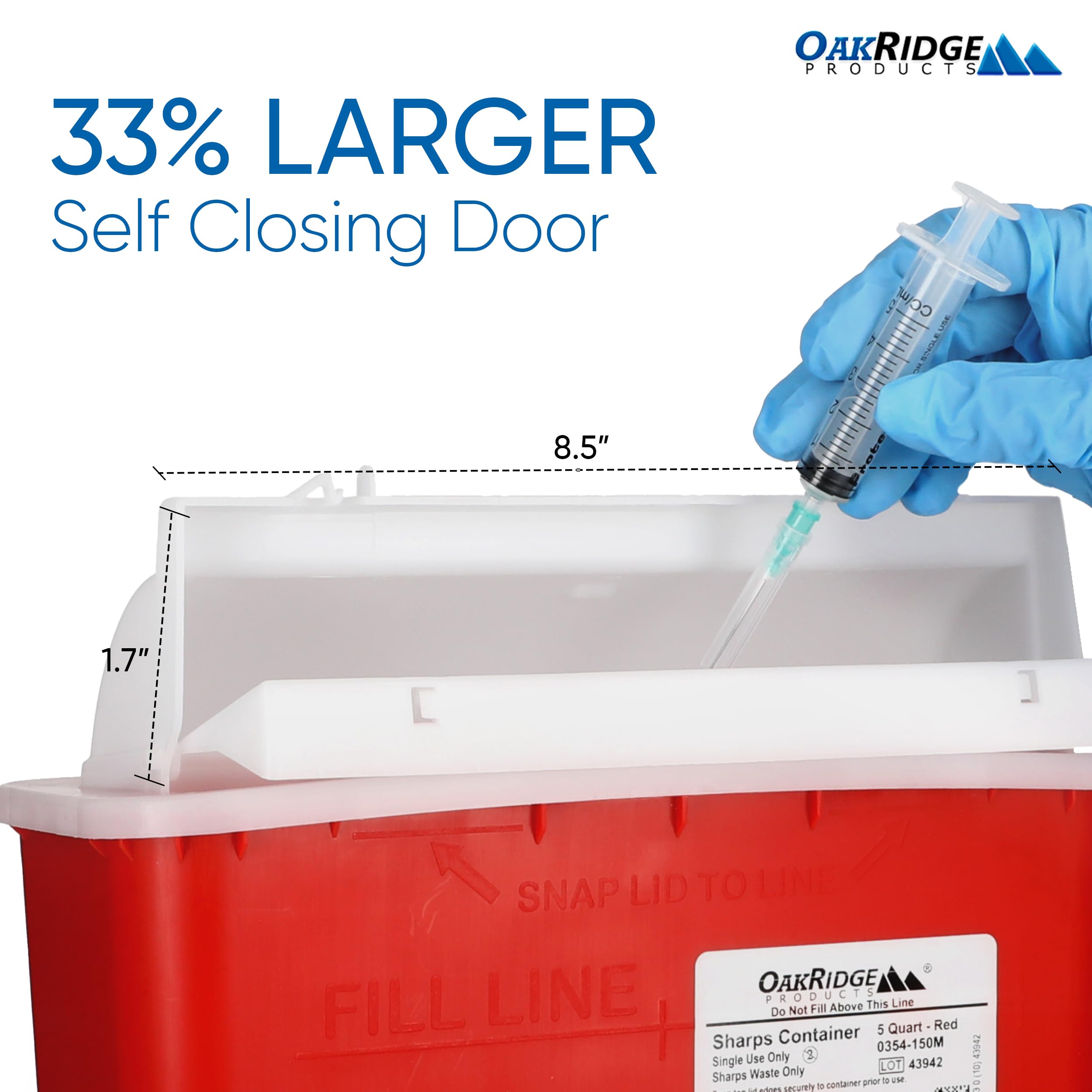 Oakridge Products Sharps Container for Home Use and Professional 5 Quart (2-Pack), Biohazard Needle and Syringe Disposal, Mailbo