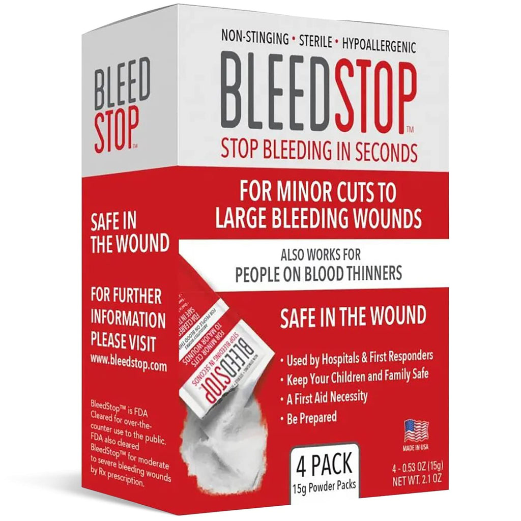 BleedStop First Aid Powder for Blood Clotting, Trauma Kit, Blood Thinner Patients, Camping Safety, and Survival Equipment for Mo