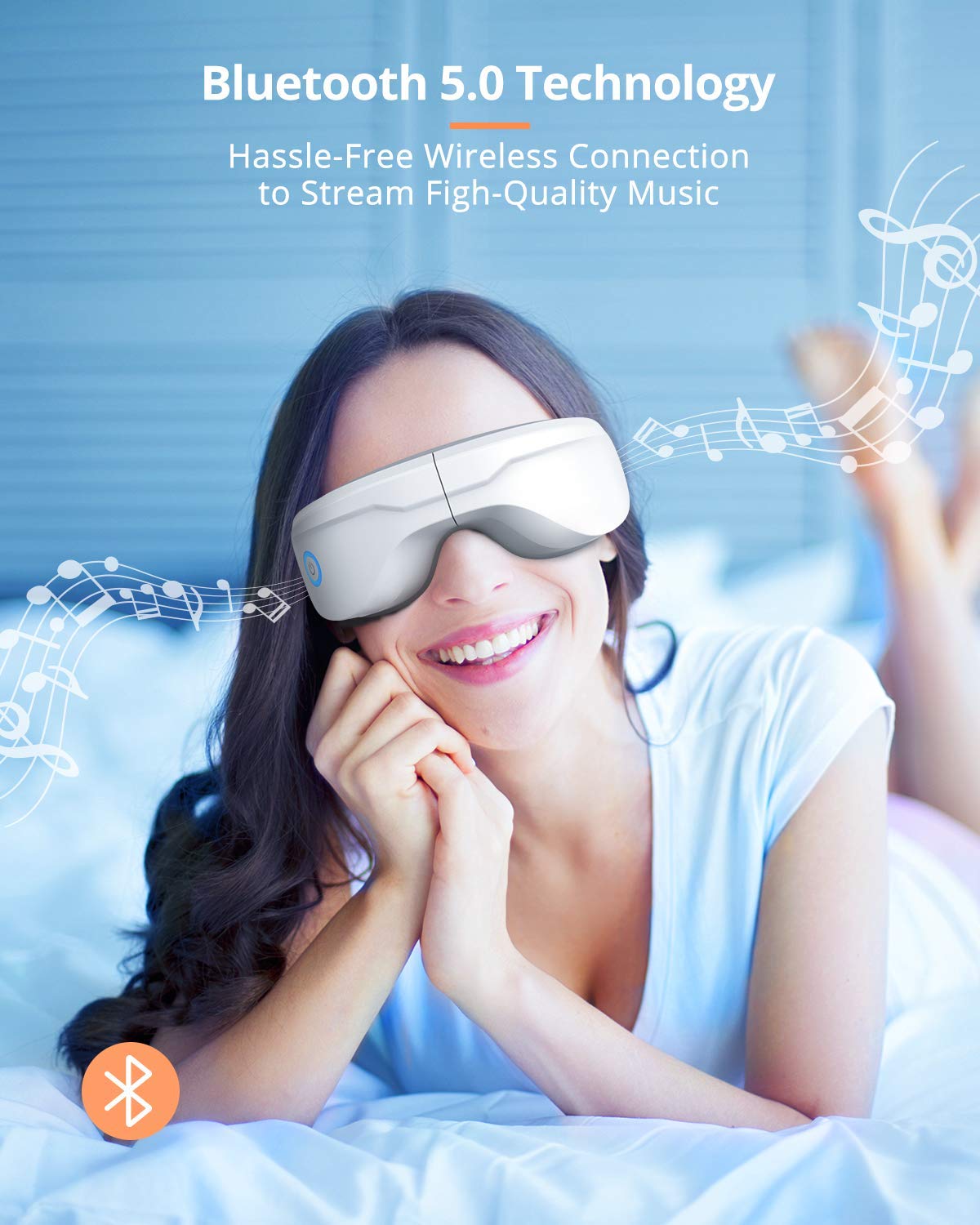 Eye Massager with Heat, Heated Eye Mask with Bluetooth Music, Face Massager, Eye Care Gift for Women, Eye Mask for Relax Eye, Re