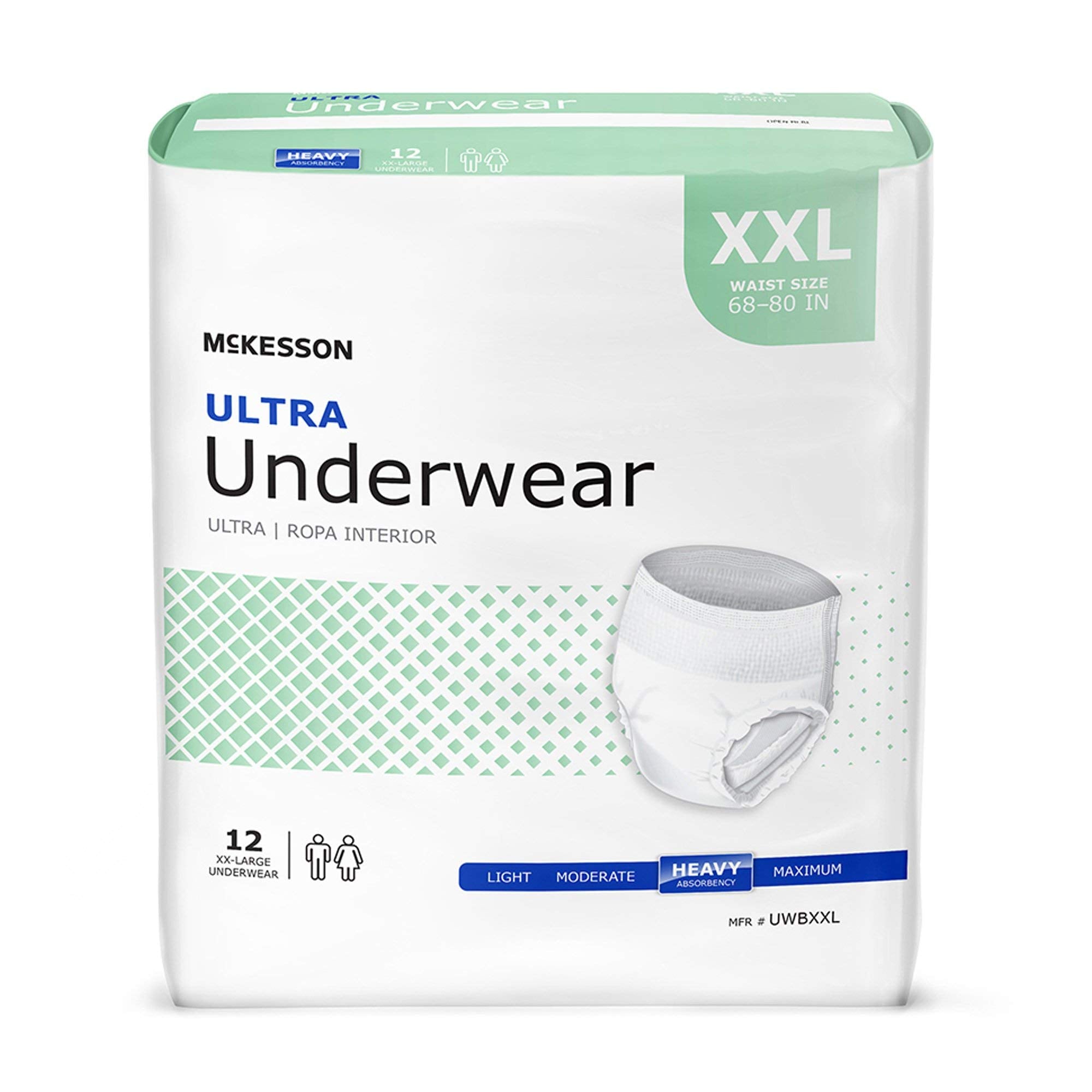 McKesson Ultra Underwear, Incontinence, Heavy Absorbency, 2XL, 12 Count