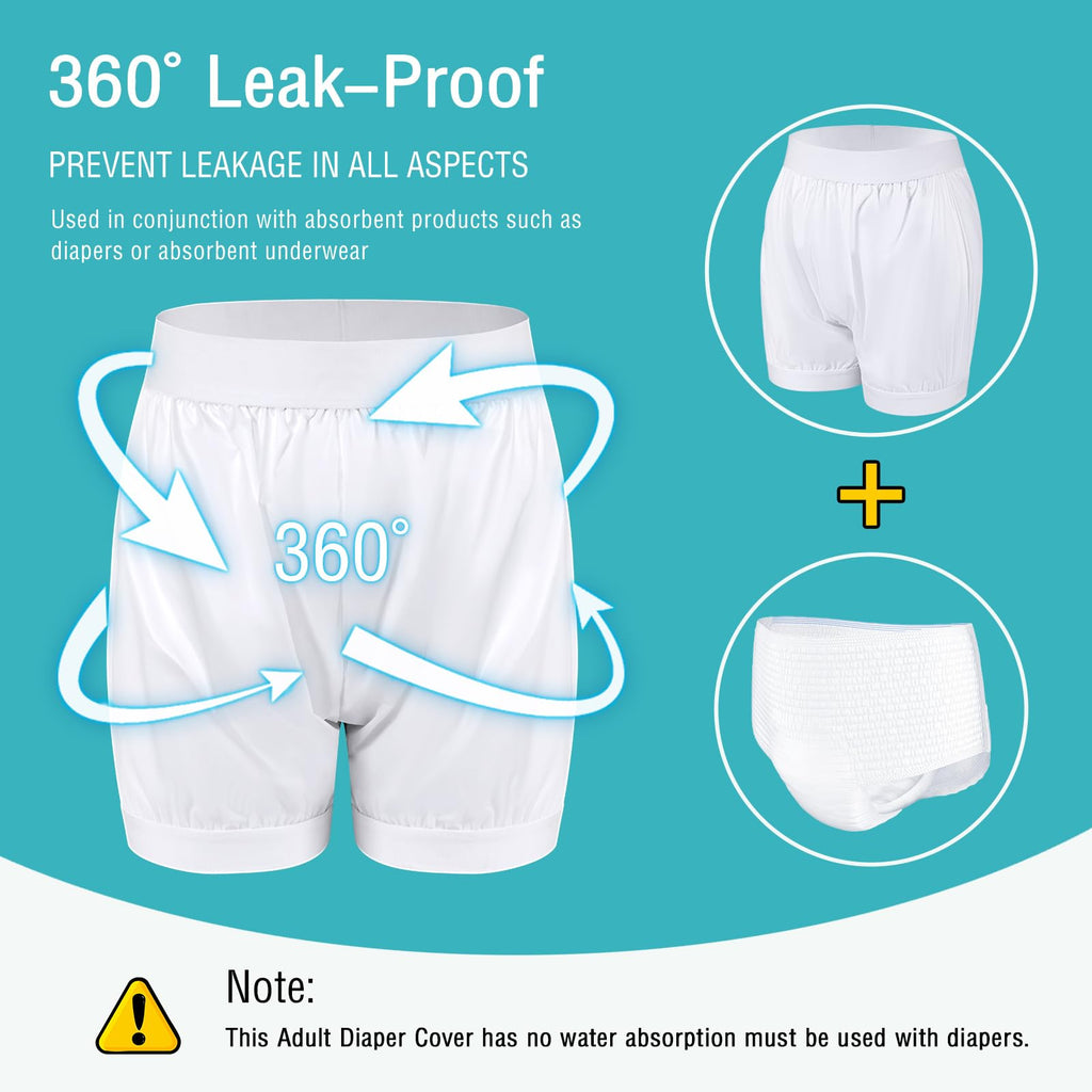Carer Adult Diaper Covers 2PCS Washable, Leakproof Incontinence Underwear for Men Women Enclosed Elastic, Widened Waistband Desi