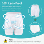 Carer Adult Diaper Covers 2PCS Washable, Leakproof Incontinence Underwear for Men Women Enclosed Elastic, Widened Waistband Desi
