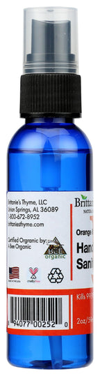 Brittanies Thyme Organic Orange Hand Sanitizer, 2 OZ