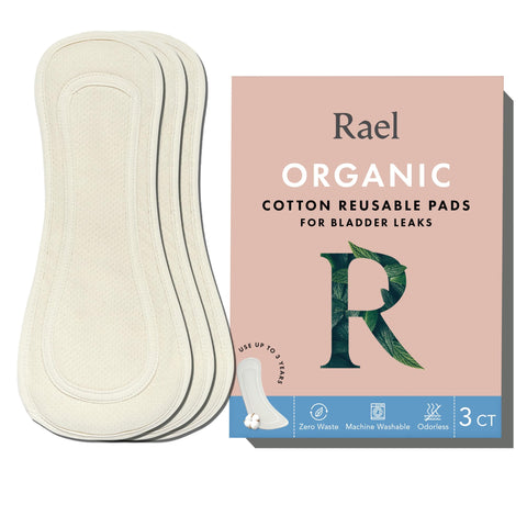 Rael Reusable Pads, Organic Cotton Cover - Postpartum Essential, Incontinence Pads for Women, Bladder Leakage Pads, Thin Cloth P
