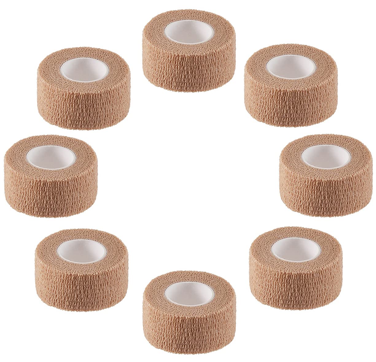 Self Adhesive Elastic Bandage Wrap - Pack of 8 Rolls 1 x 5 Yards Stretch Self-Adherent Cohesive Wrap Bandages First Aid Tape for