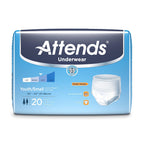 Attends Underwear for Adult Incontinence Care with Quick-Dry Channels, Ultimate Absorbency, Unisex, Small, 20 Count (x4)
