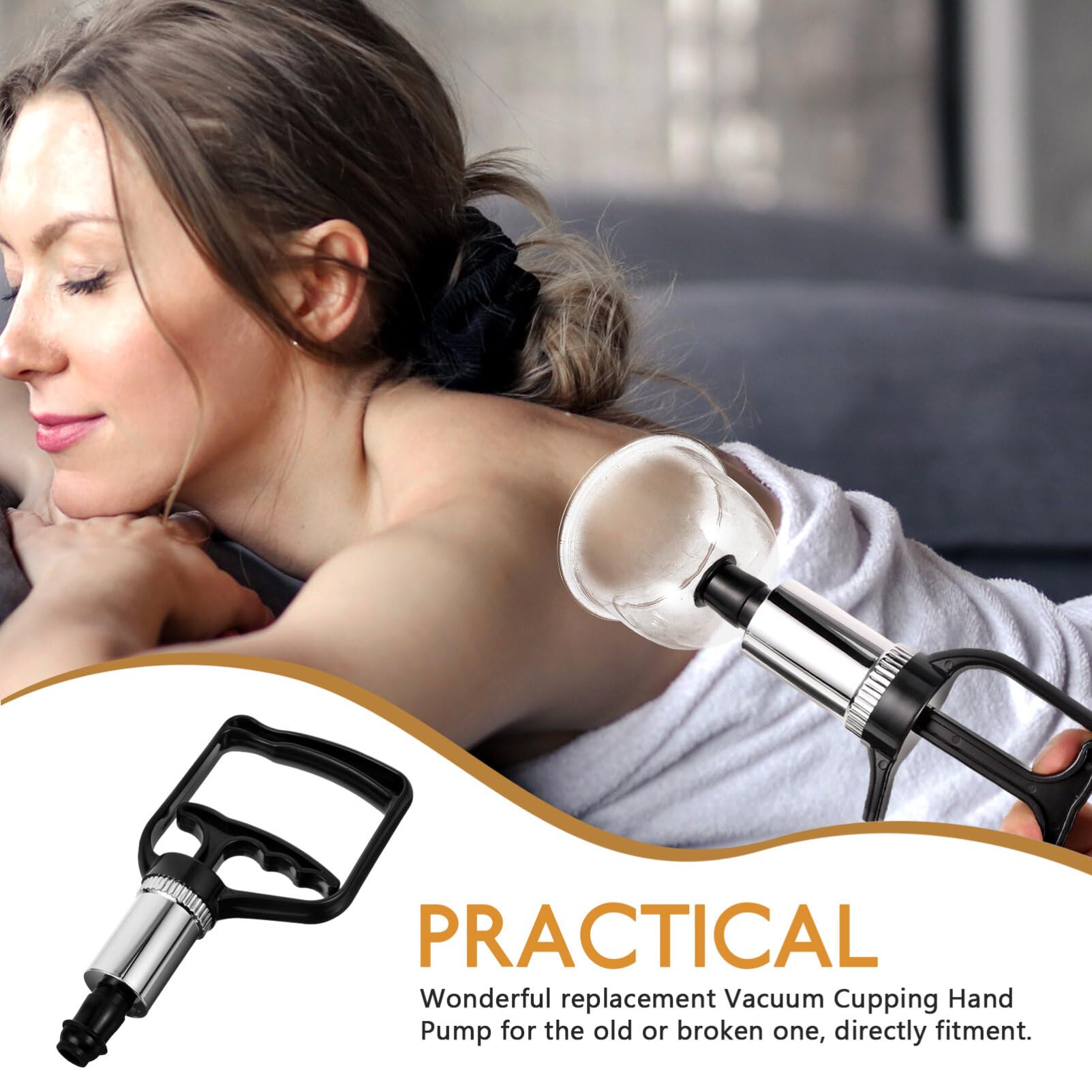 Beaupretty Cupping Hand Pump Handheld Vacuum Pump Replacement Strong Suction Manual Pressure Cupping Tool for Muscles