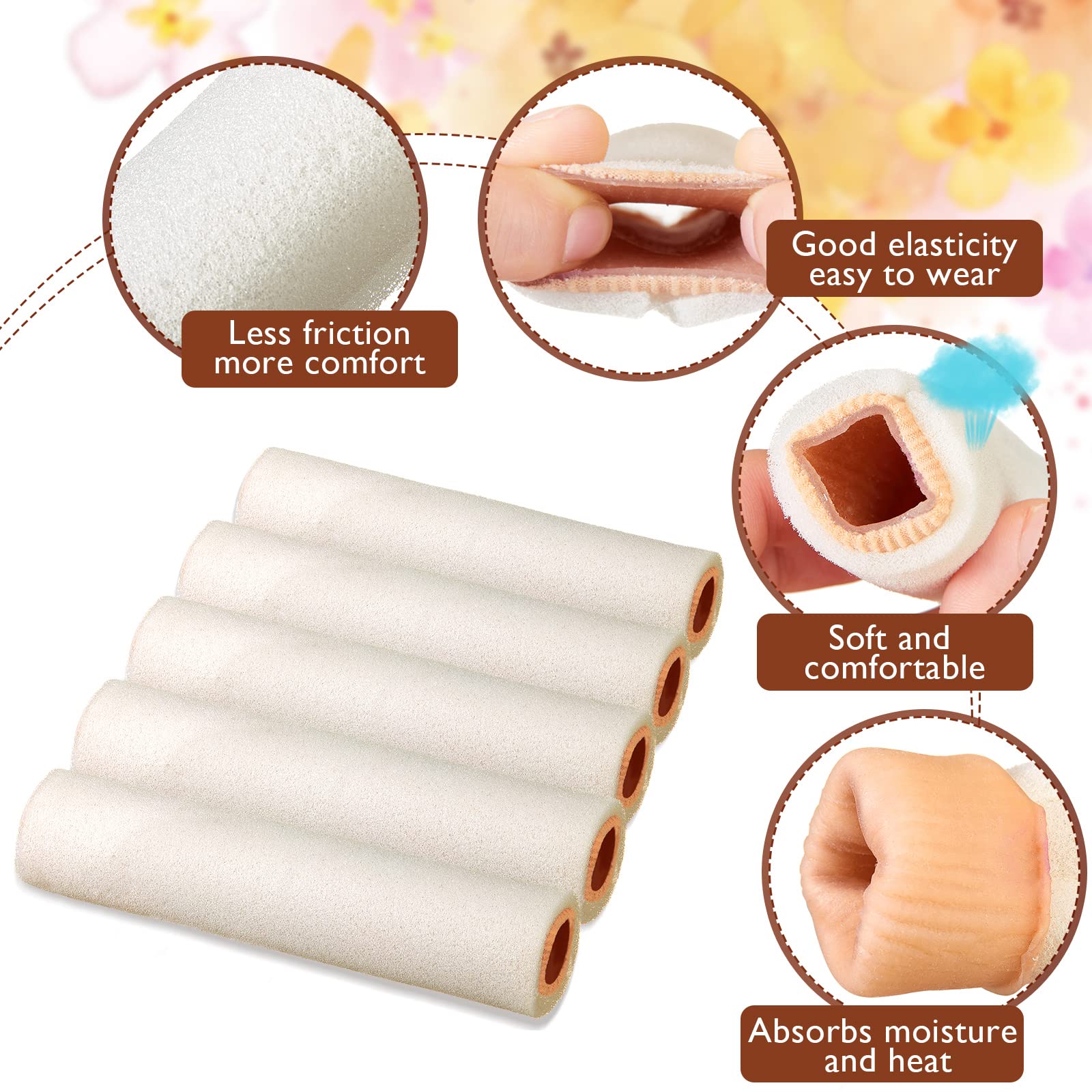 6 Pieces Foam Toe Sleeves Foam Tube Toe Protectors Toe Bandages for Toe Foam Sleeve or Toe for Bunion, Hammer Toe, Callus Corn,