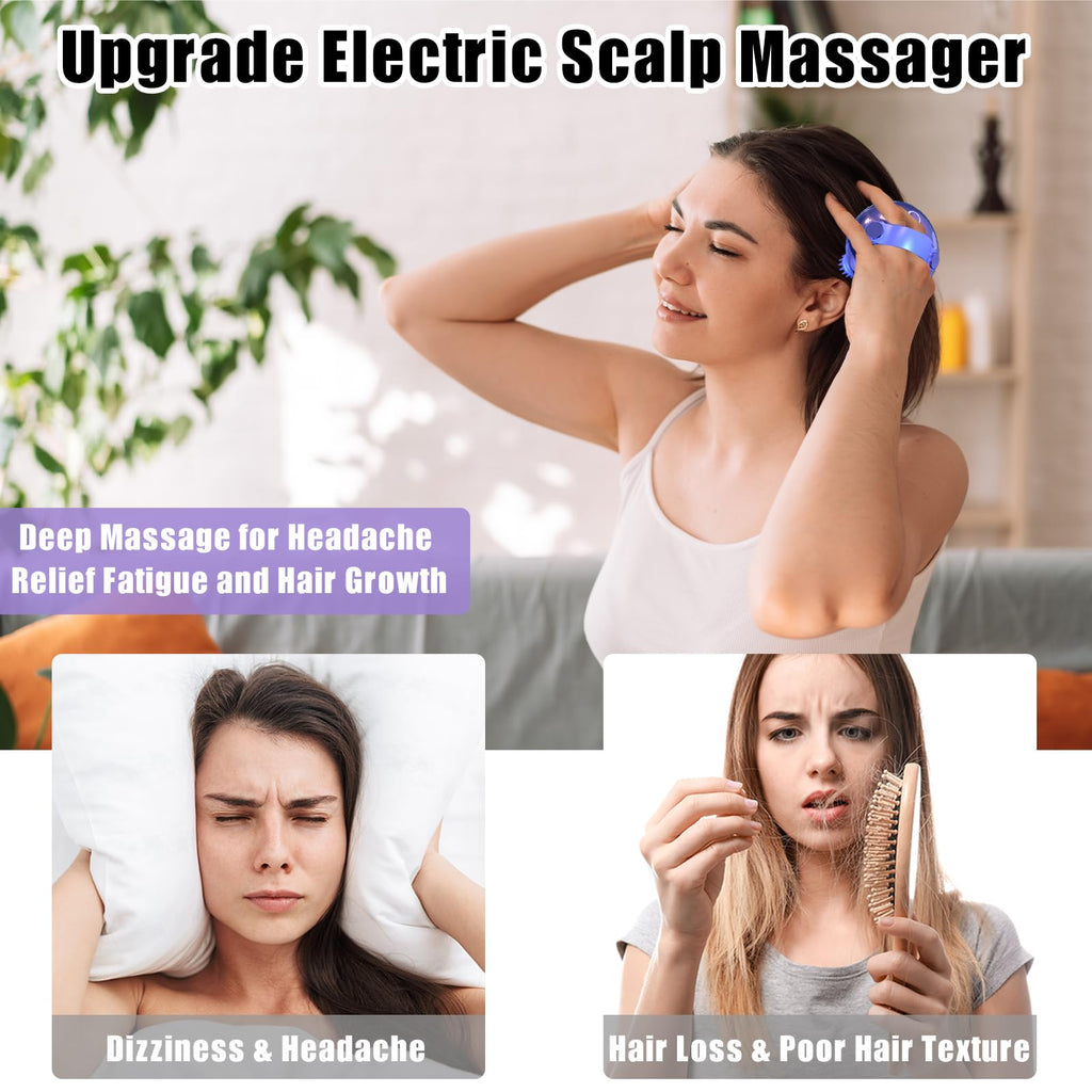 Viuyougor Scalp Massager - Electric, Portable Head Massager for Hair Growth, Waterproof, 3 Speed Modes & 8 Massage Claws