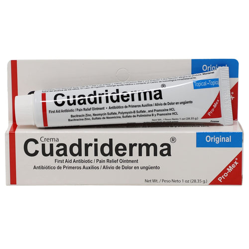 Cuadriderma Original, First Aid Antibiotic, Minor Cuts and Burns Protection Ointment, 1 Oz, Tube.