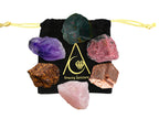 Crystals for Pleasant Period Menstrual Cycle Menses, Set of 6 Blood Stone, Rose Quartz, Peach Moonstone, Mariyam Jasper and Rhod