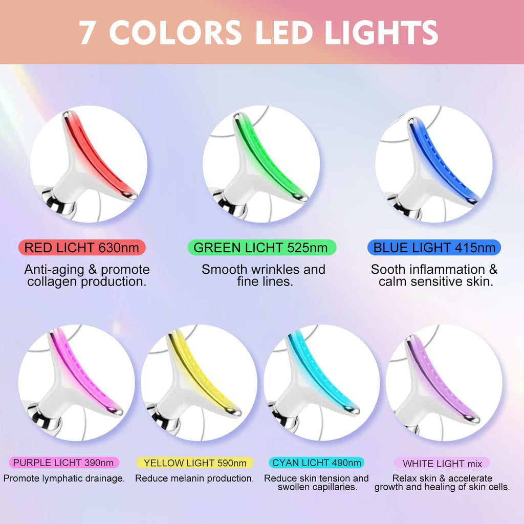 New Red-Light-Therapy-for-Face and Neck Massager,7 Colors Womens Skin Rejuvenation Lifting Facial Massager Tool for Toning,Glow
