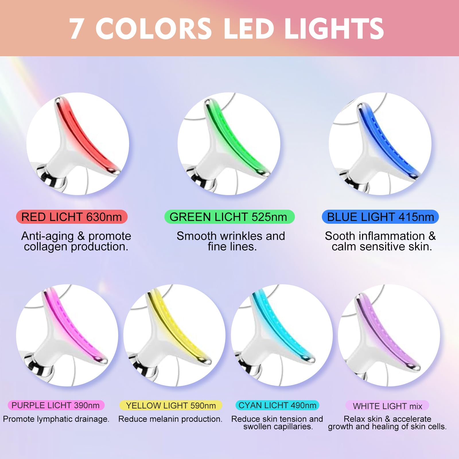 New Red-Light-Therapy-for-Face and Neck Massager,7 Colors Womens Skin Rejuvenation Lifting Facial Massager Tool for Toning,Glow