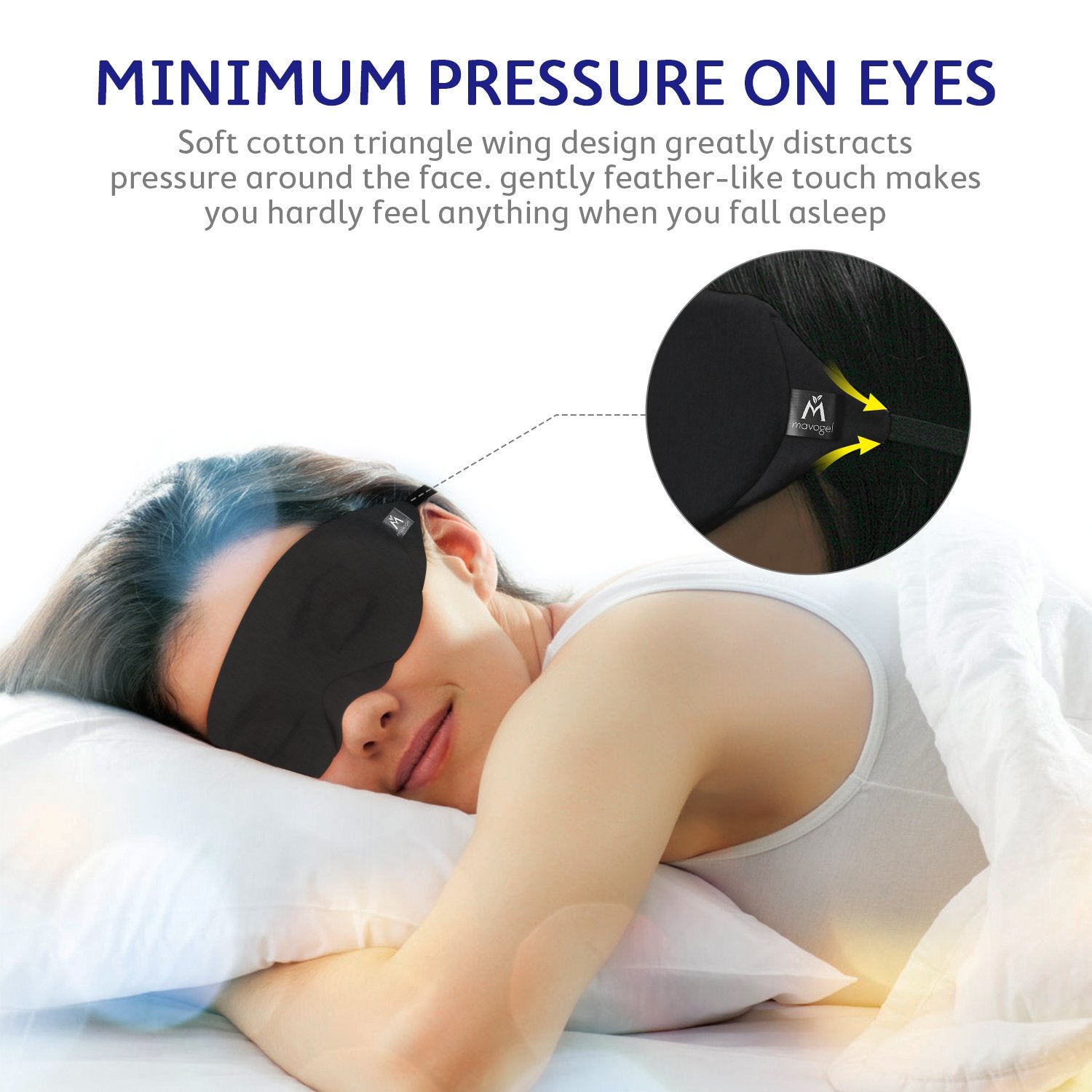 Mavogel Cotton Sleep Mask - Updated Design Light Blocking Sleep Mask, Soft and Comfortable Eye Blindfold for Men Women, Eye Mask