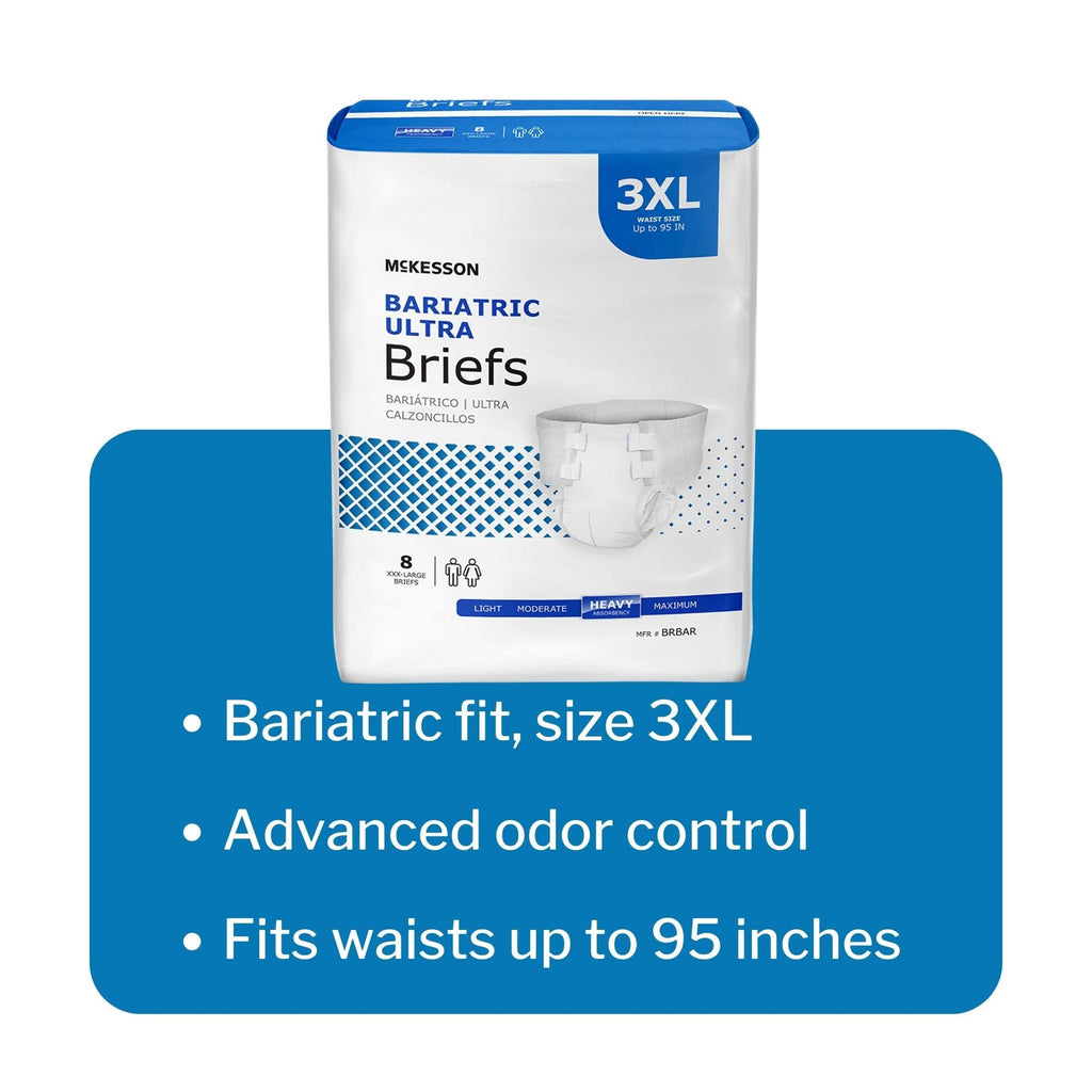 McKesson Ultra Briefs, [32 Count], 3XL, Up to 95 in. Incontinence Adult Diapers with Tabs, Heavy Absorbency, Unisex, Disposable,