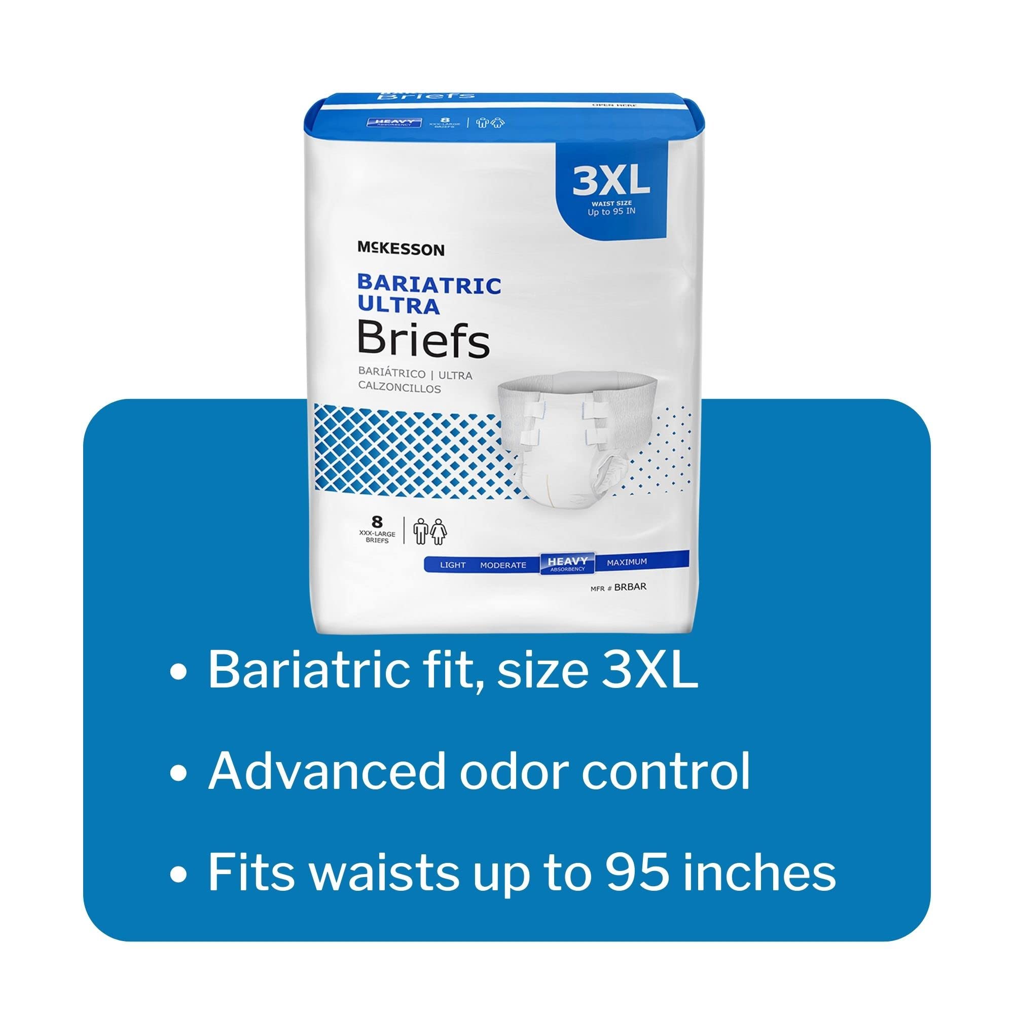 McKesson Ultra Briefs, [32 Count], 3XL, Up to 95 in. Incontinence Adult Diapers with Tabs, Heavy Absorbency, Unisex, Disposable,